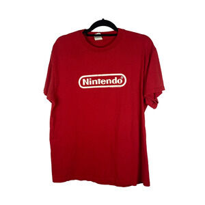 Vtg 2002 Nintendo Logo T-Shirt Sz L Red White Delta Tag PLEASE READ